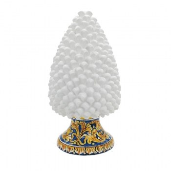 Pigna Ceramica cm 40 Bianca Decorata