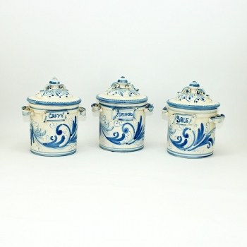 Tris barattoli in ceramica piccoli Blu