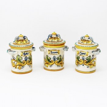 Tris barattoli in ceramica piccoli Giallo