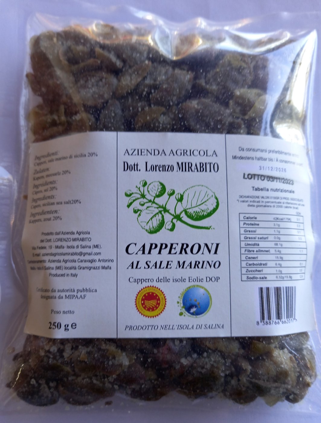 Capperoni (oltre 14 mm) delle Isole Eolie DOP di Salina