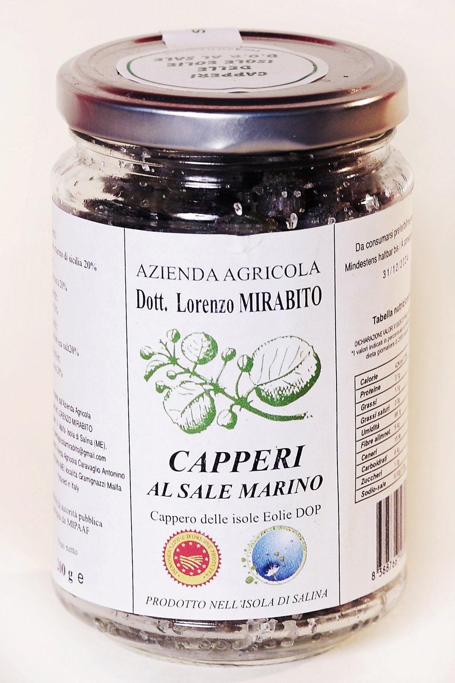Capperi Misti delle Isole Eolie DOP in boccetta di vetro
