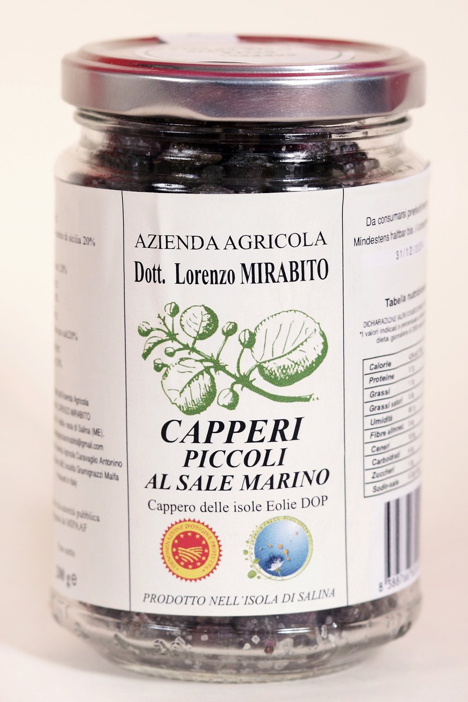 Capperi Piccoli delle Isole Eolie DOP in boccetta di vetro