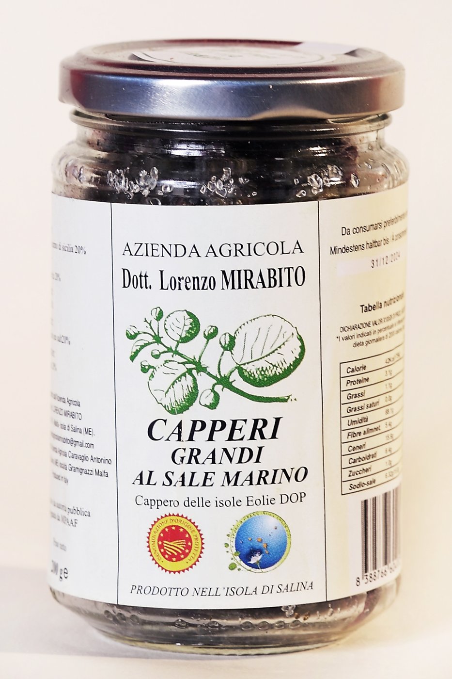 Capperi Grandi (13-14 mm) delle Isole Eolie DOP in boccetta di vetro
