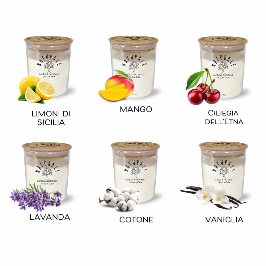Candele profumate naturali di soia 100%