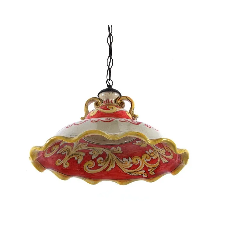 Lampadario in ceramica con anelli 1 luce.
