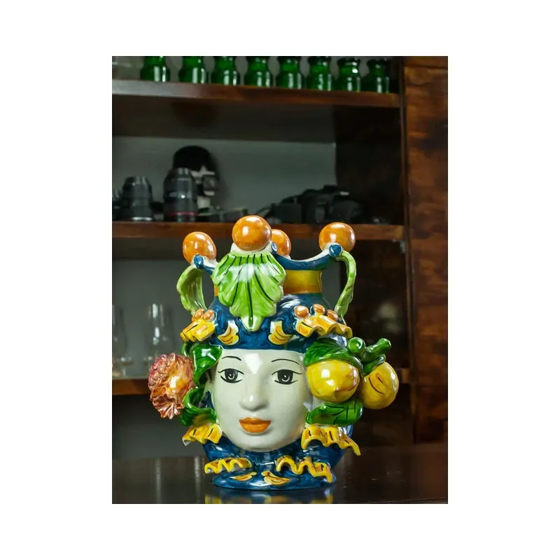 Testa in Ceramica Donna Blu