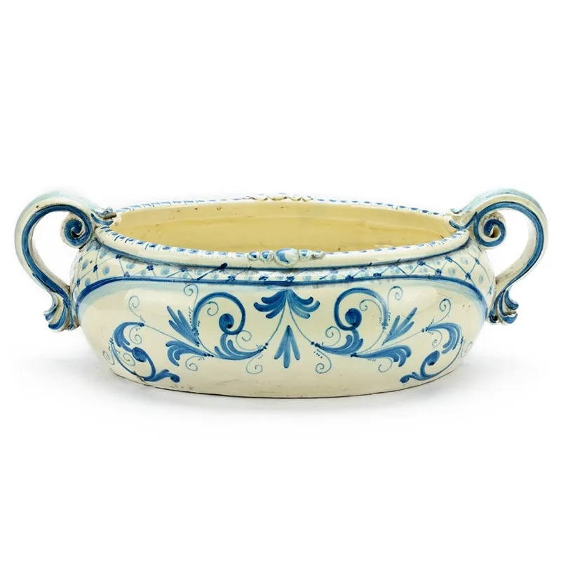 Centrotavola in ceramica ovale s/piedi