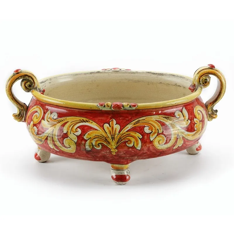 Centrotavola in  ceramica Ovale Rosso