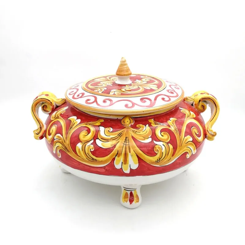 Centrotavola in ceramica con coperchio ro