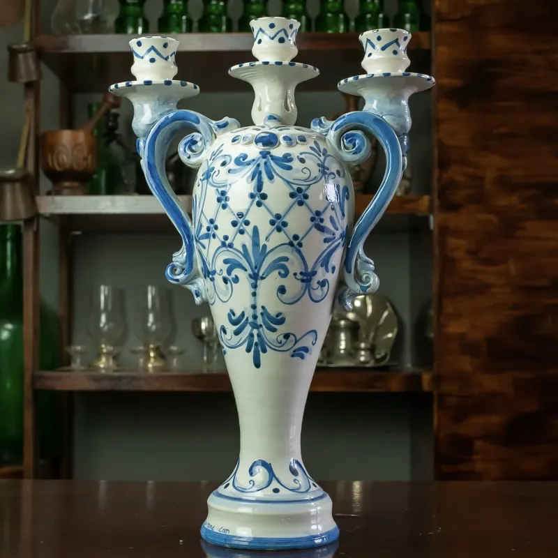 Candelabro in ceramica di Caltagirone 3 luci. Vendita online
