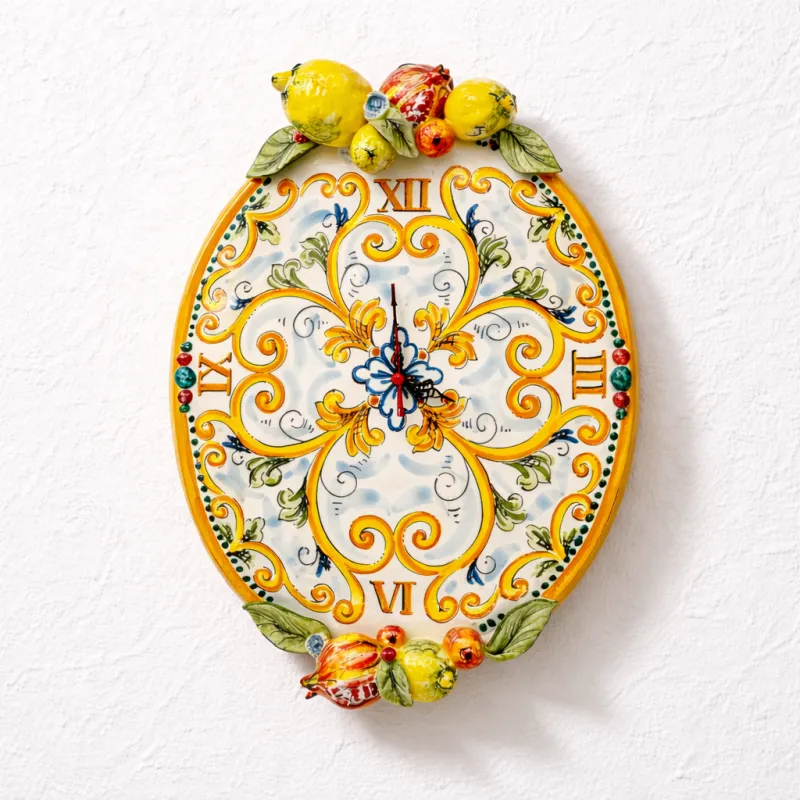 Orologio in vceramica Ovale con Frutta