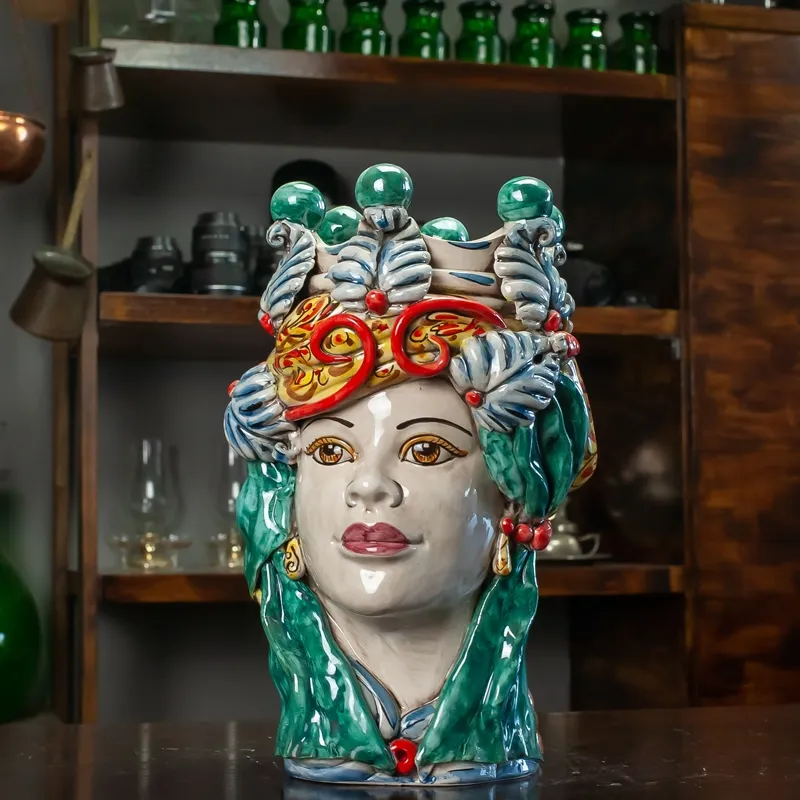 Teste di Moro Ceramica Caltagirone Verus Donna-Uomo h.35