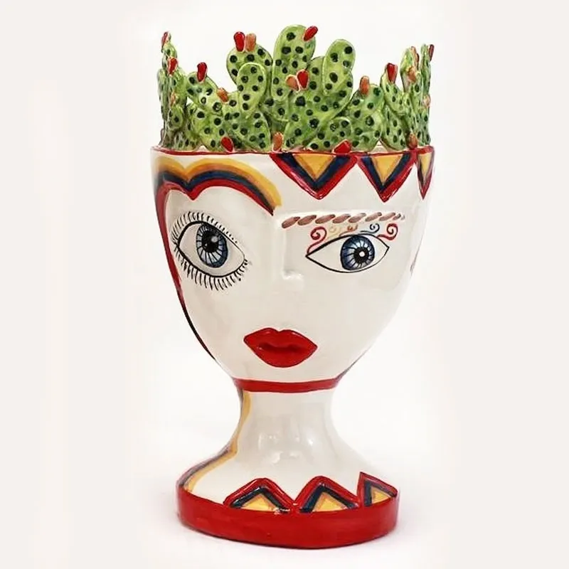 Coppia Teste ceramica Siciliana  Caltagirone Verus Fichi cm 25