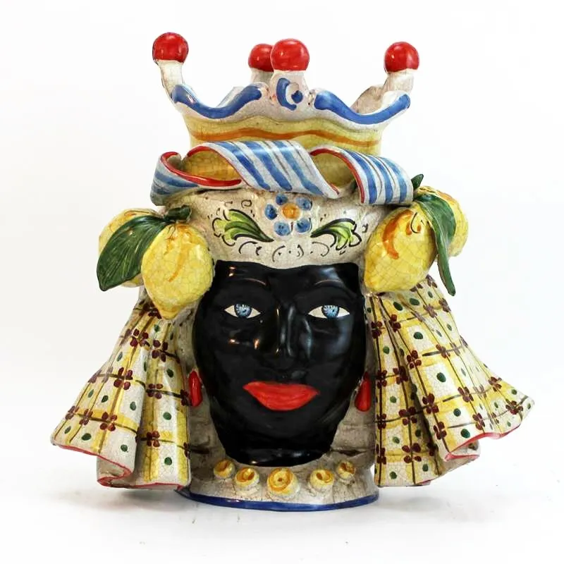 Teste di moro siciliane in ceramica Caltagirone Donna-Uomo cm 25