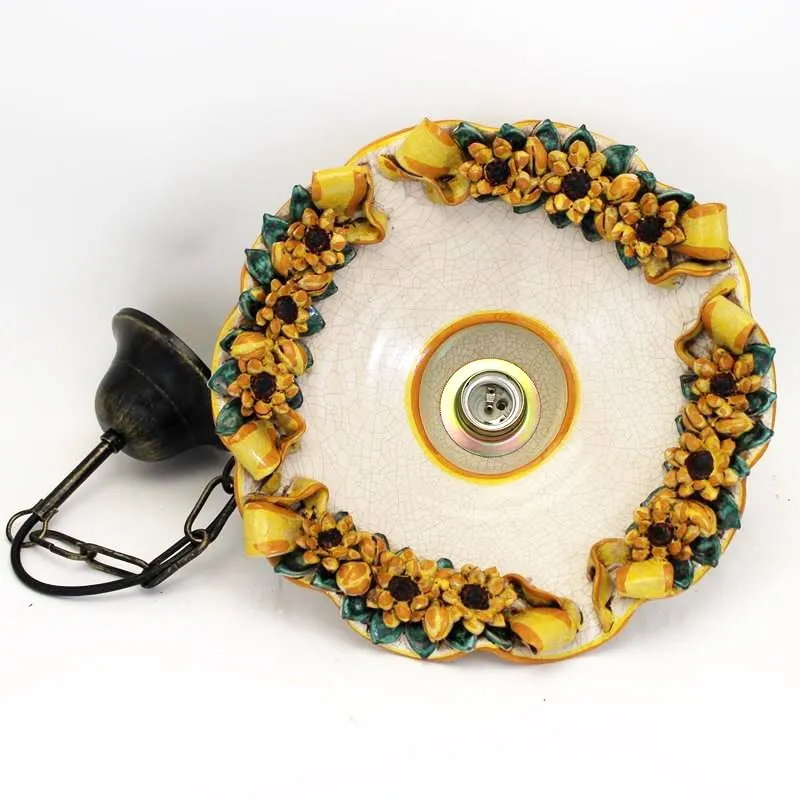 Lampadario ceramica  Girasoli cm 35