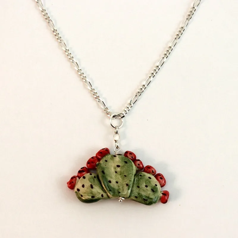 Collana ceramica Fichi D’India 3 Foglie