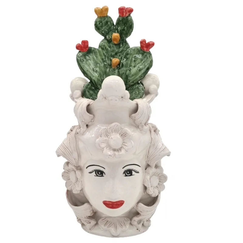 Testa ceramica Caltagirone Donna Fichi cm 40
