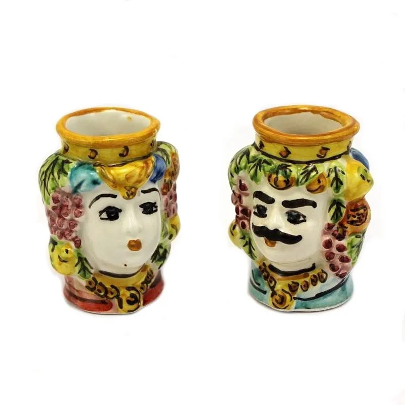 Coppia teste ceramica mini cm.6,5