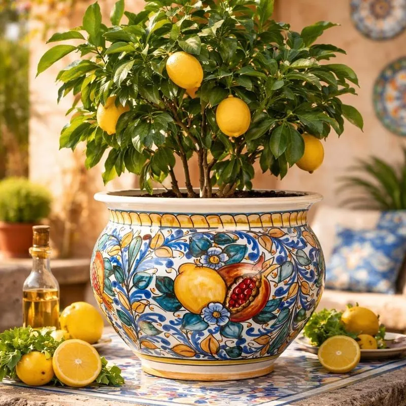 Portavaso ceramica Caltagirone Frutta cm 40