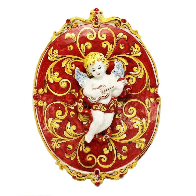 Capezzale in ceramica con Puttino cm 55
