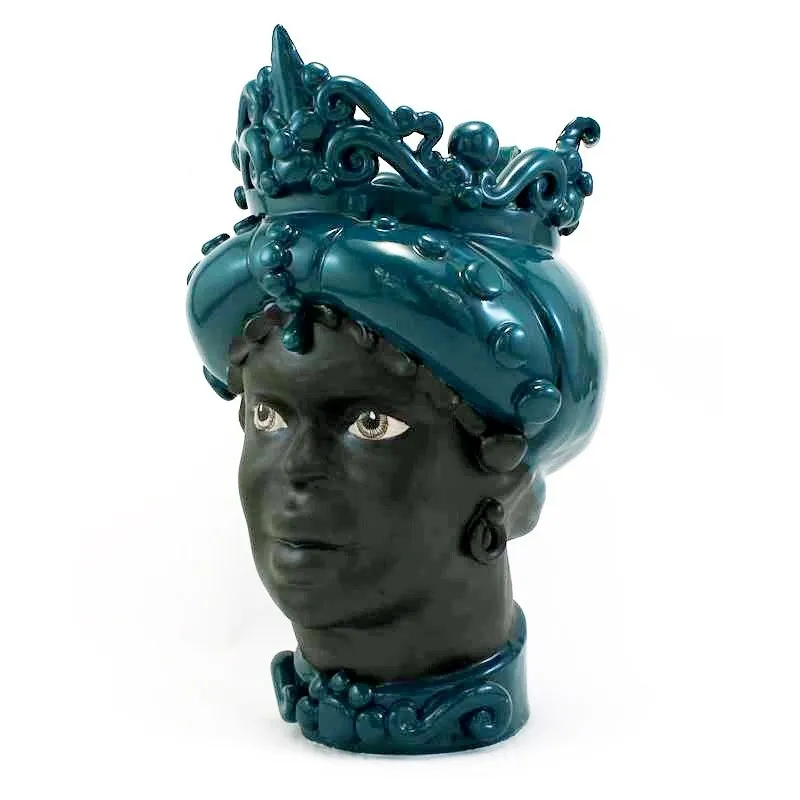 Teste di Moro in ceramica Siciliana di Caltagirone Verus Ottanio. Uomo Donna cm 45
