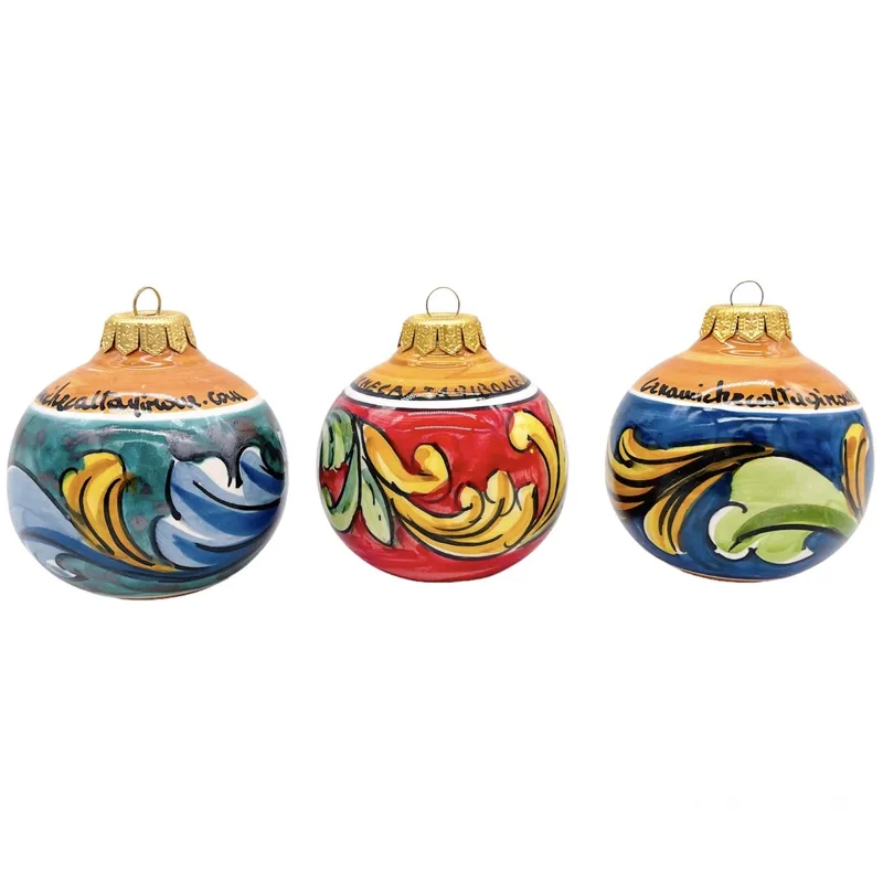 Palline di Natale in ceramica siciliana di Caltagirone 8 cm