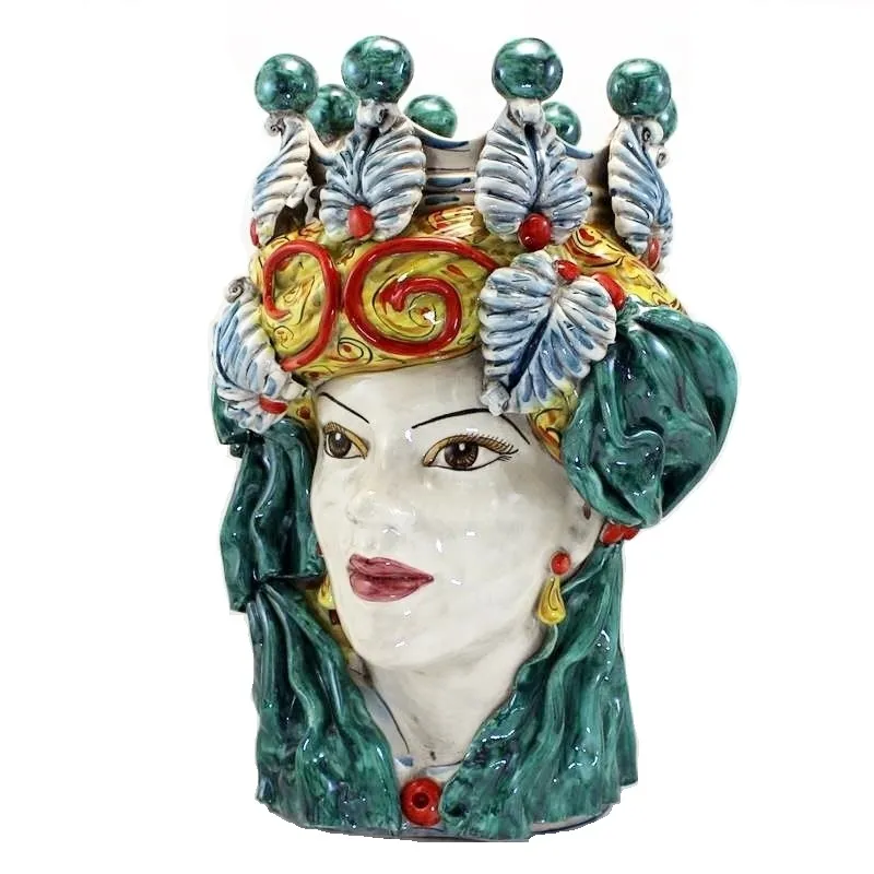 Teste Moro ceramica Siciliana Caltagirone Verus Donna-Uomo cm 48