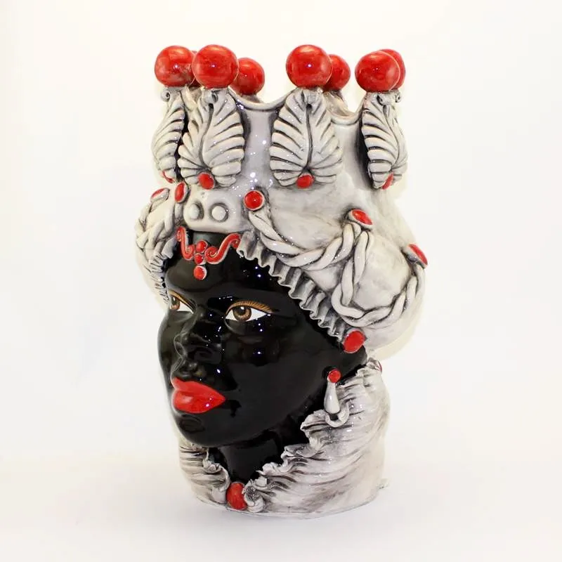 Teste di Moro Siciliane in ceramica Caltagirone Verus Donna-Uomo cm 48