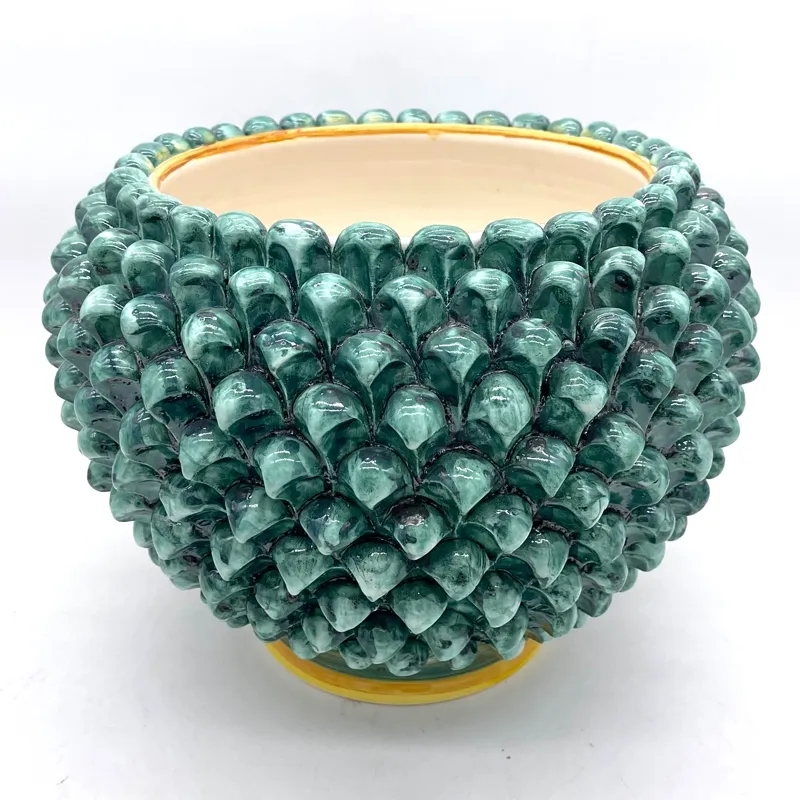 Portavaso Pigna in Ceramica di Caltagirone Verde cm 35