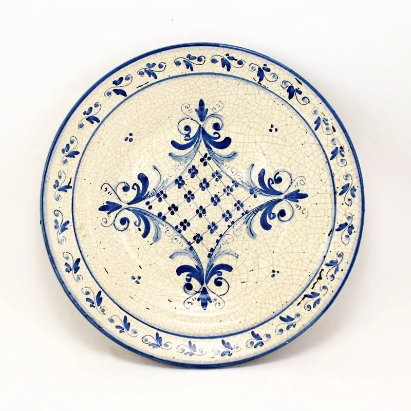 Piatto Ceramica Siciliana Caltagirone Cm 30 Blu