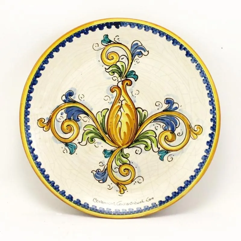 Piatto Ceramica Siciliana Caltagirone Cm 35 Giallo