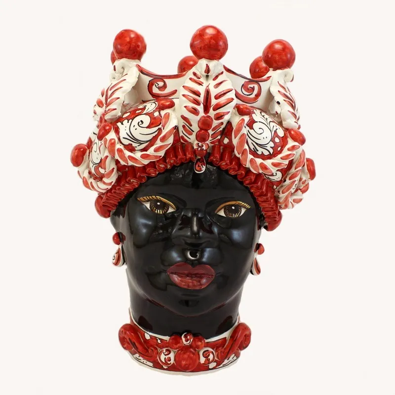 Teste di moro siciliane in Ceramica Caltagirone Verus Donna-Uomo cm 45
