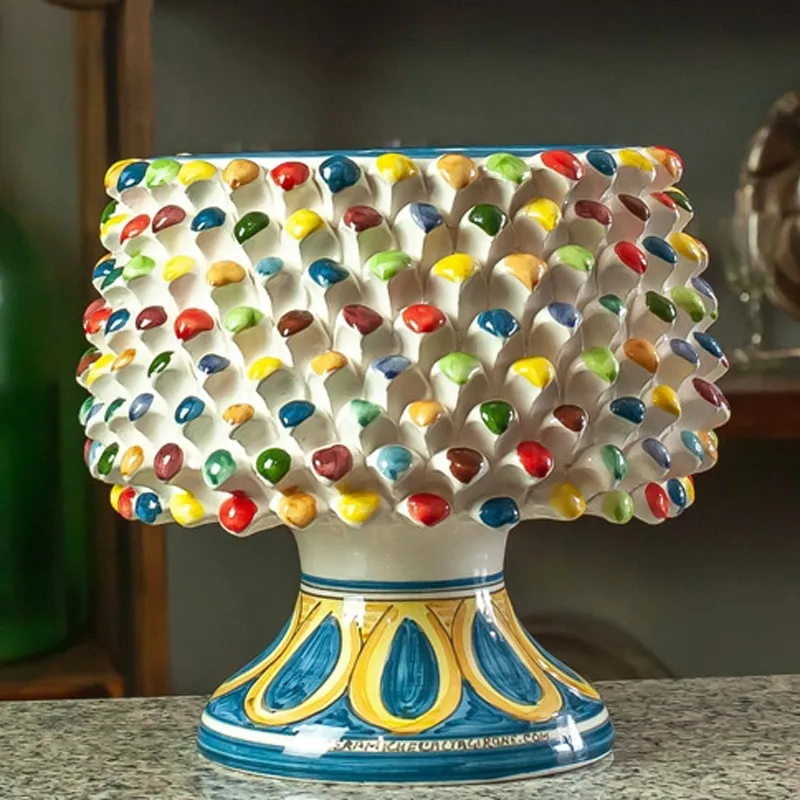Vaso Pigna Ceramica Siciliana Caltagirone Colorato