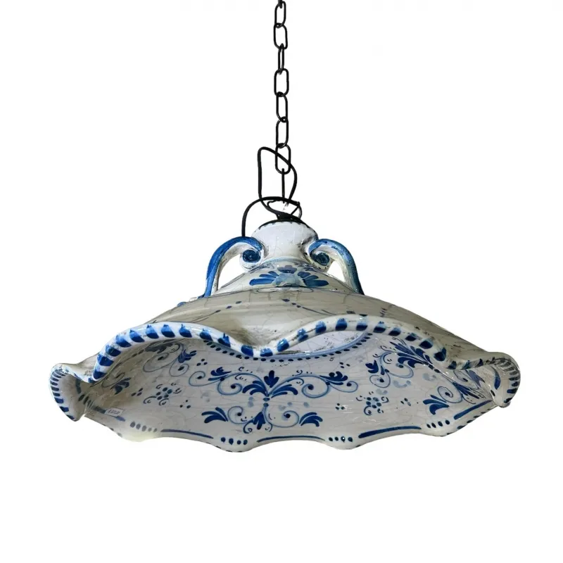 Lampadario in Ceramica Grande blu antico cm 45