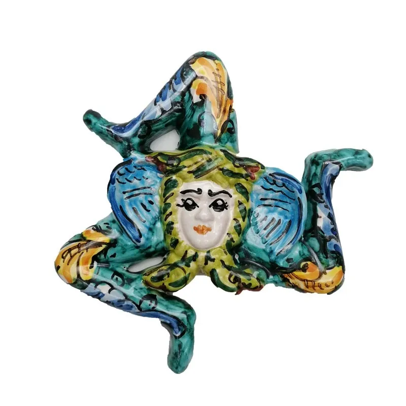 Trinacria in Ceramica Siciliana di Caltagirone cm 13