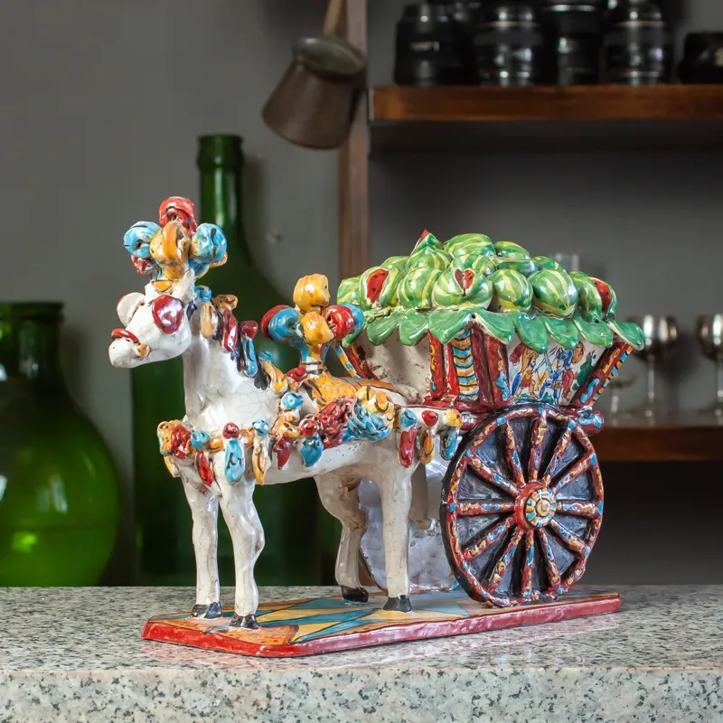 Carretto Siciliano Ceramica Caltagirone Angurie cm 35