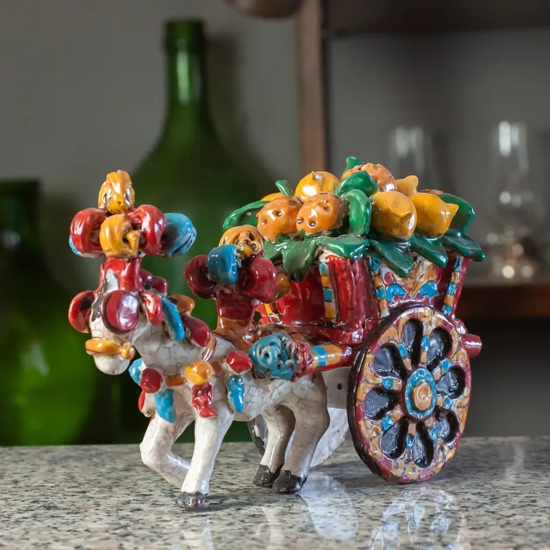 Carretto Siciliano Ceramica Caltagirone Agrumi cm 21