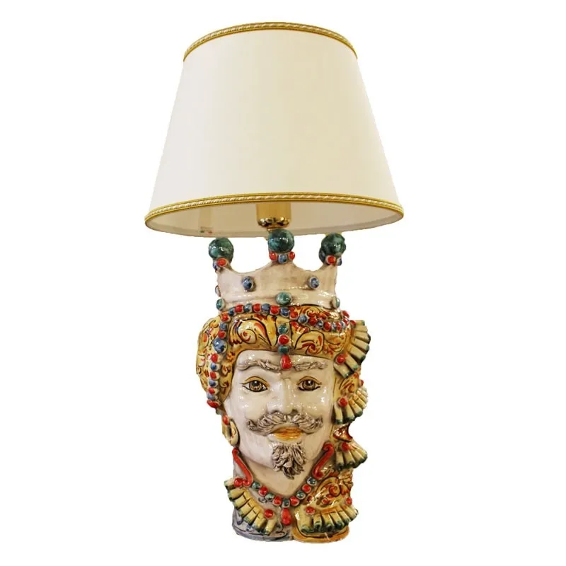 Lume Testa di moro in Ceramica di Caltagirone Verus Uomo cm 55