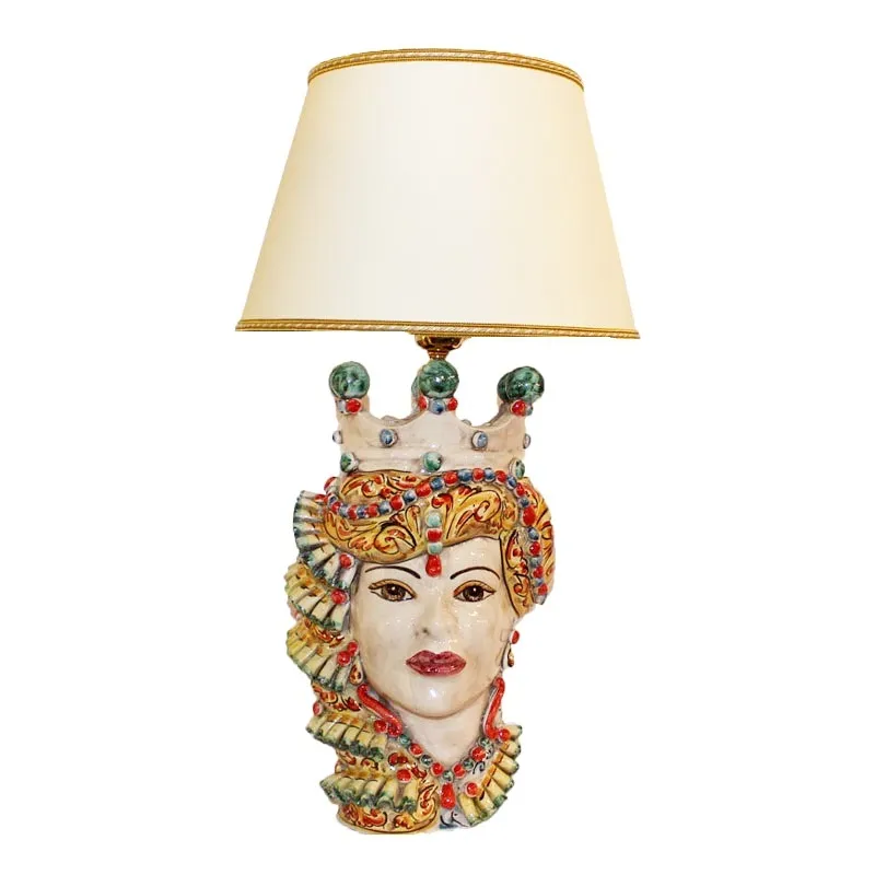 Lume Testa Ceramica di Caltagirone Verus Donna cm 55