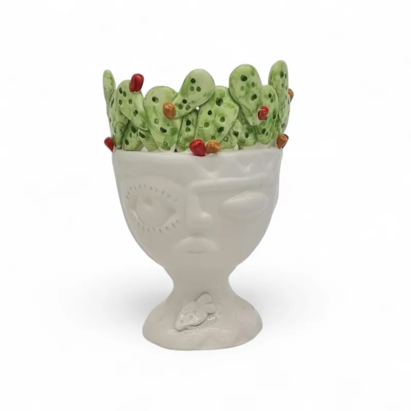 Teste di moro siciliane in ceramica Caltagirone Verus Donna-Uomo Fichi cm 25