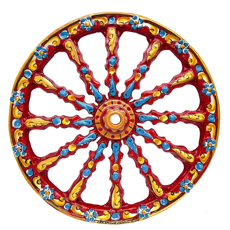 Ruota Carretto in Ceramica Siciliana di Caltagirone cm 35