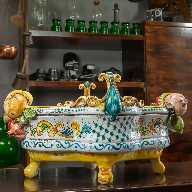 Centrotavola Ceramica Caltagirone Mod. Quadrifoglio