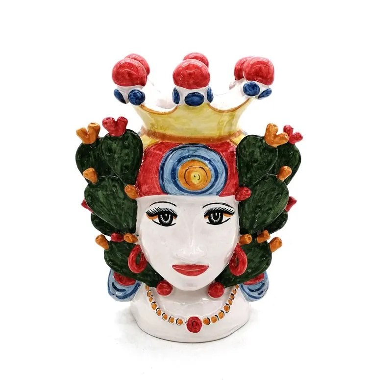 Teste di moro in Ceramica Siciliana Caltagirone Donna-Uomo Fichi cm.30
