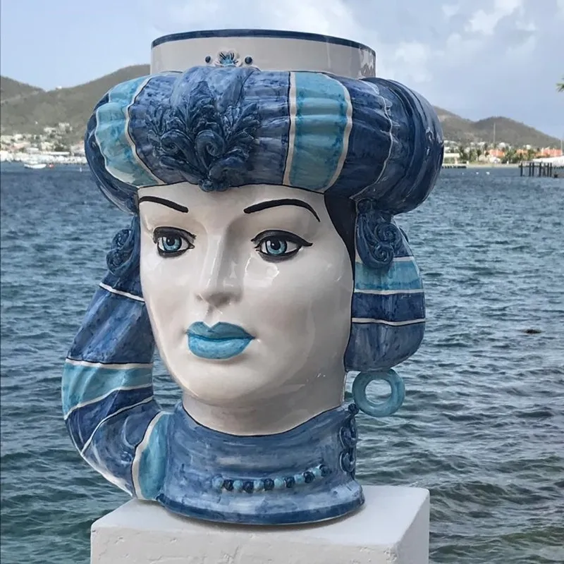 Testa di Moro Doppia in Ceramica Siciliana Caltagirone cm 48