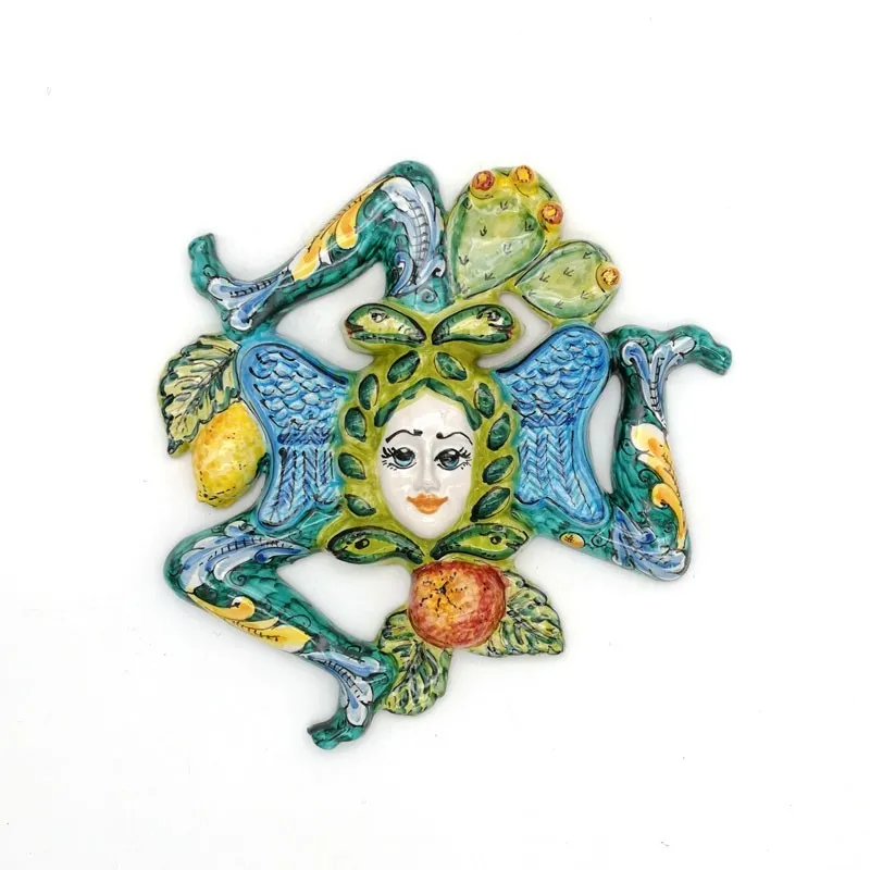 Trinacria in ceramica Siciliana Caltagirone Fichi cm 32