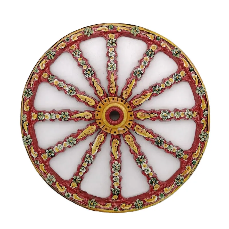 Ruota Carretto in Ceramica Siciliana di Caltagirone Rossa cm 45