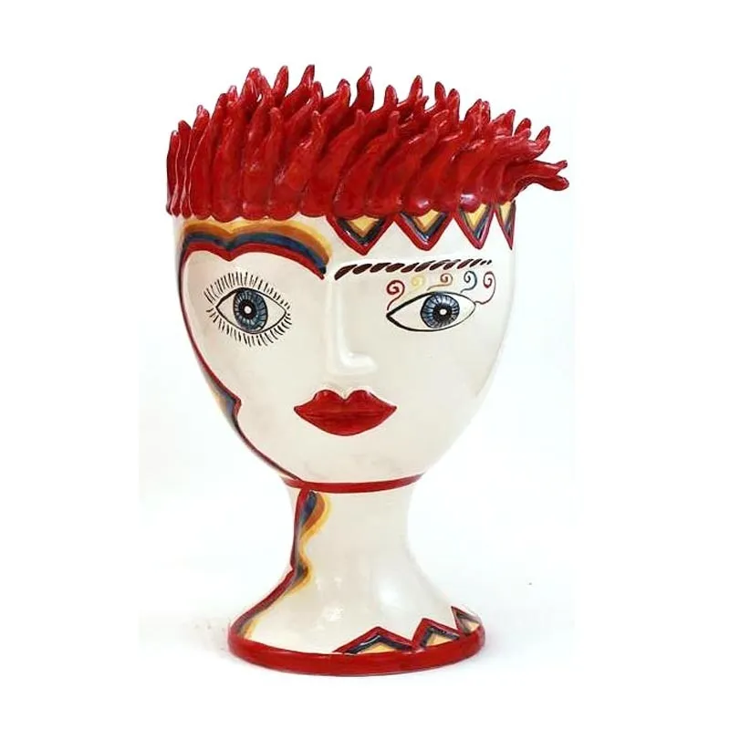 Teste di moro Ceramica Siciliana Caltagirone Verus Peperoncino Donna-Uomo cm 35
