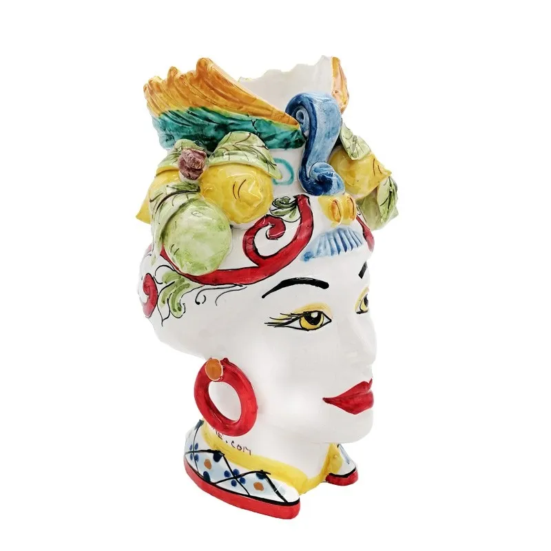 Teste di moro in ceramica siciliana Donna-Uomo cm 23