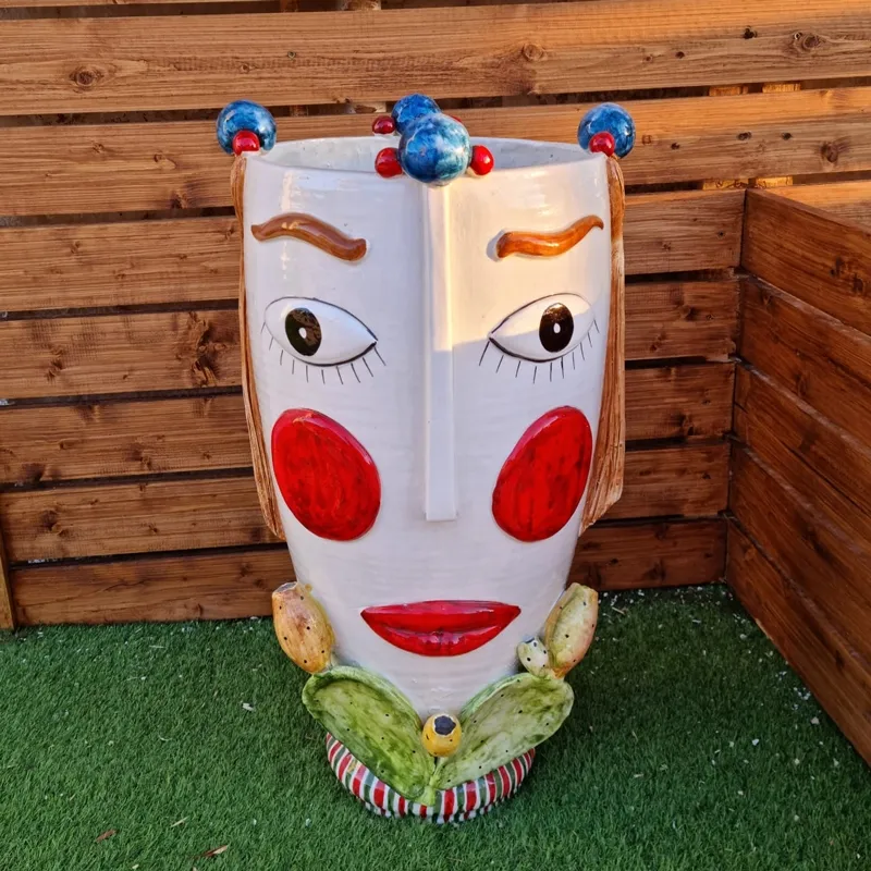 Testa Ceramica Siciliana Caltagirone Donna Fichi cm 70