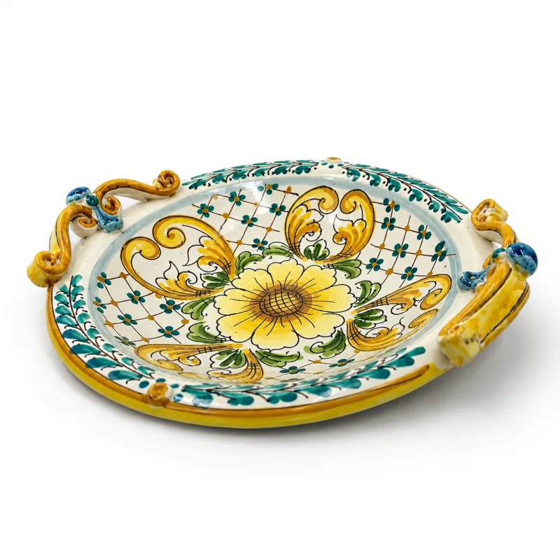Centrotavola ceramica tondo cm 40 Decori Gialli